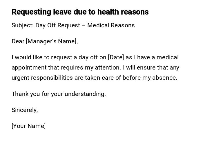 Requesting leave due to health reasons