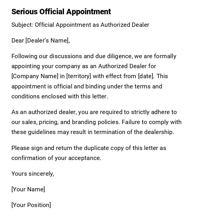 Serious Official Appointment Serious Official Appointment