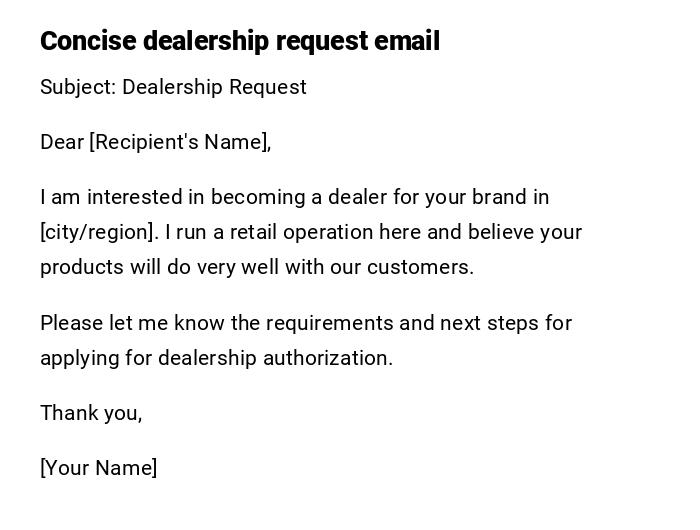 Concise dealership request email