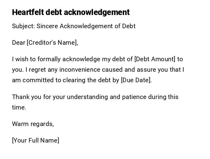 Heartfelt debt acknowledgement Heartfelt debt acknowledgement