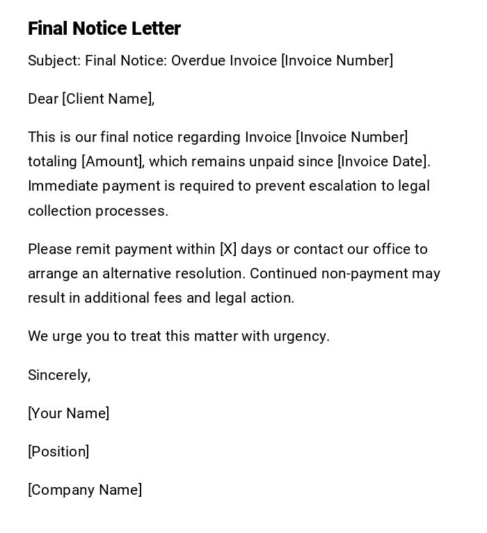 Final Notice Letter Final Notice Letter