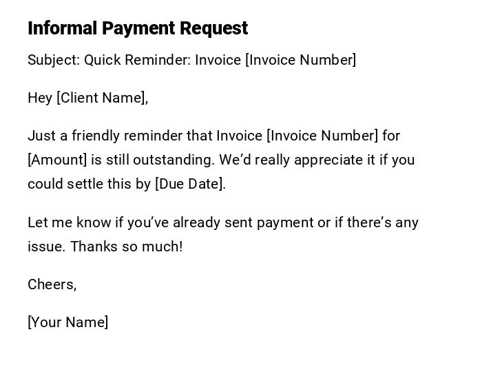 Informal Payment Request Informal Payment Request