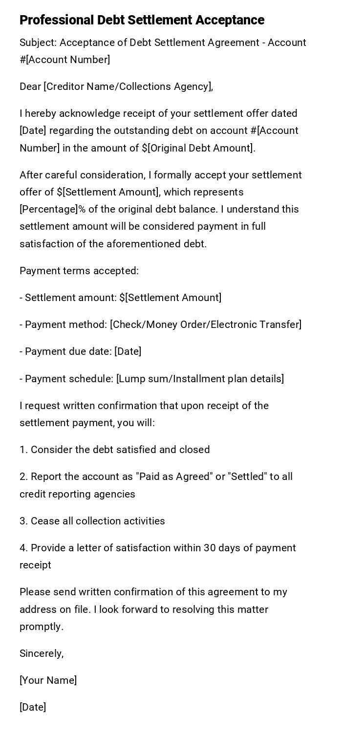 Professional Debt Settlement Acceptance Professional Debt Settlement Acceptance