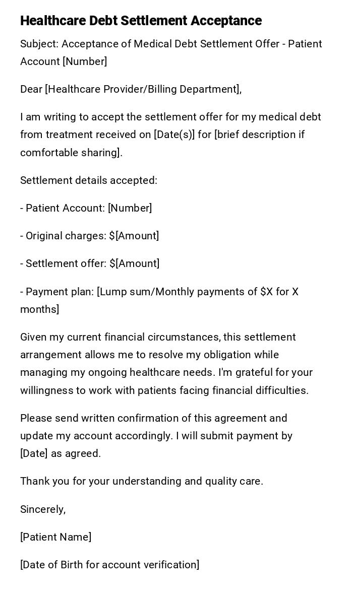 Healthcare Debt Settlement Acceptance Healthcare Debt Settlement Acceptance