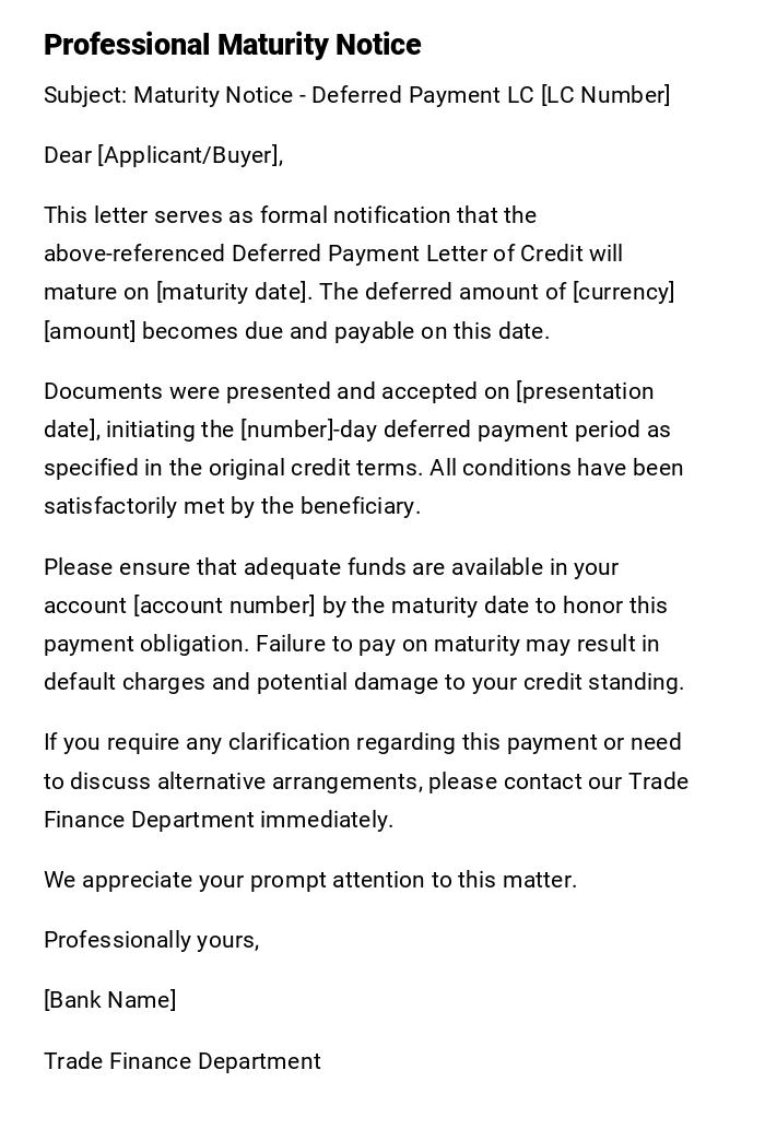 Professional Maturity Notice Professional Maturity Notice