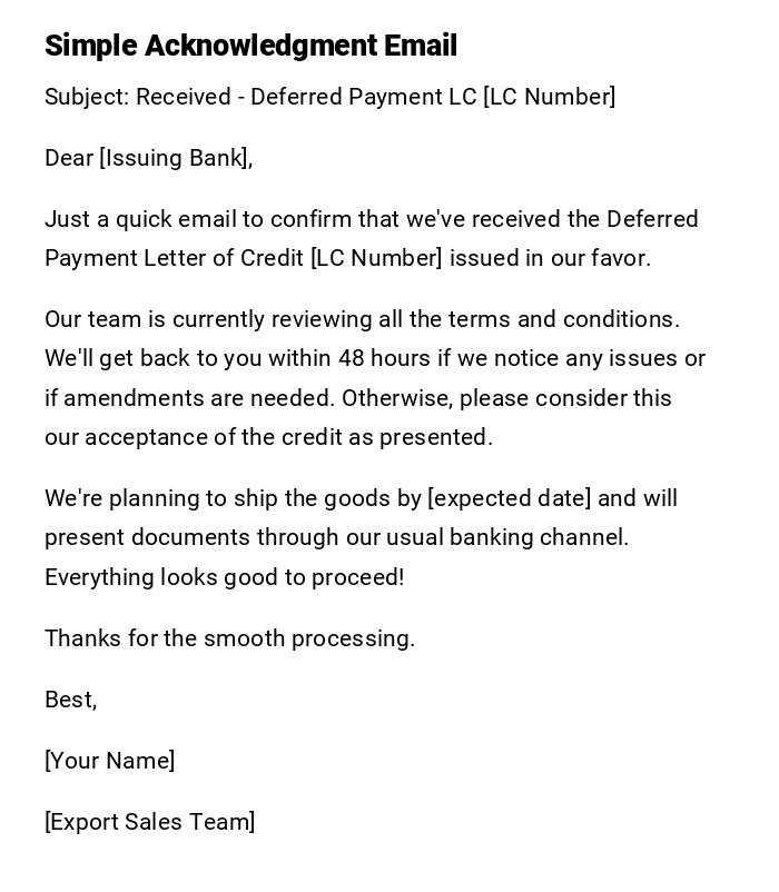 Simple Acknowledgment Email Simple Acknowledgment Email