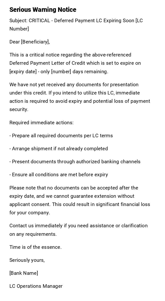 Serious Warning Notice Serious Warning Notice