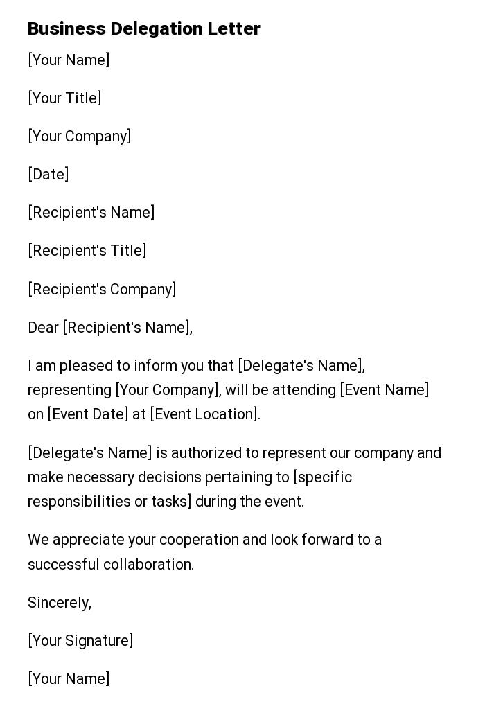 Business Delegation Letter