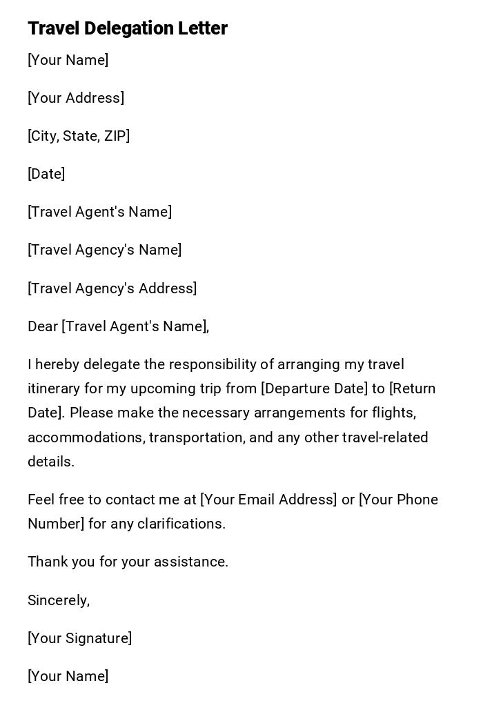 Travel Delegation Letter