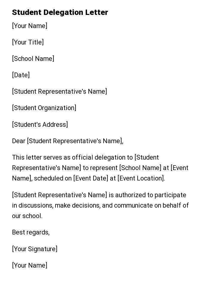 Student Delegation Letter