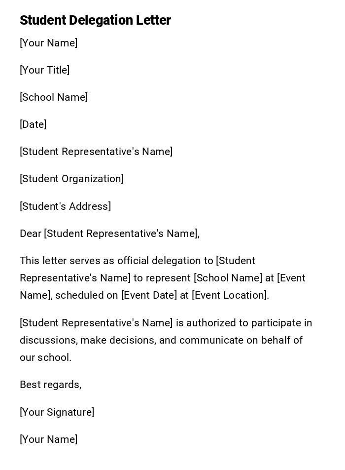 Student Delegation Letter