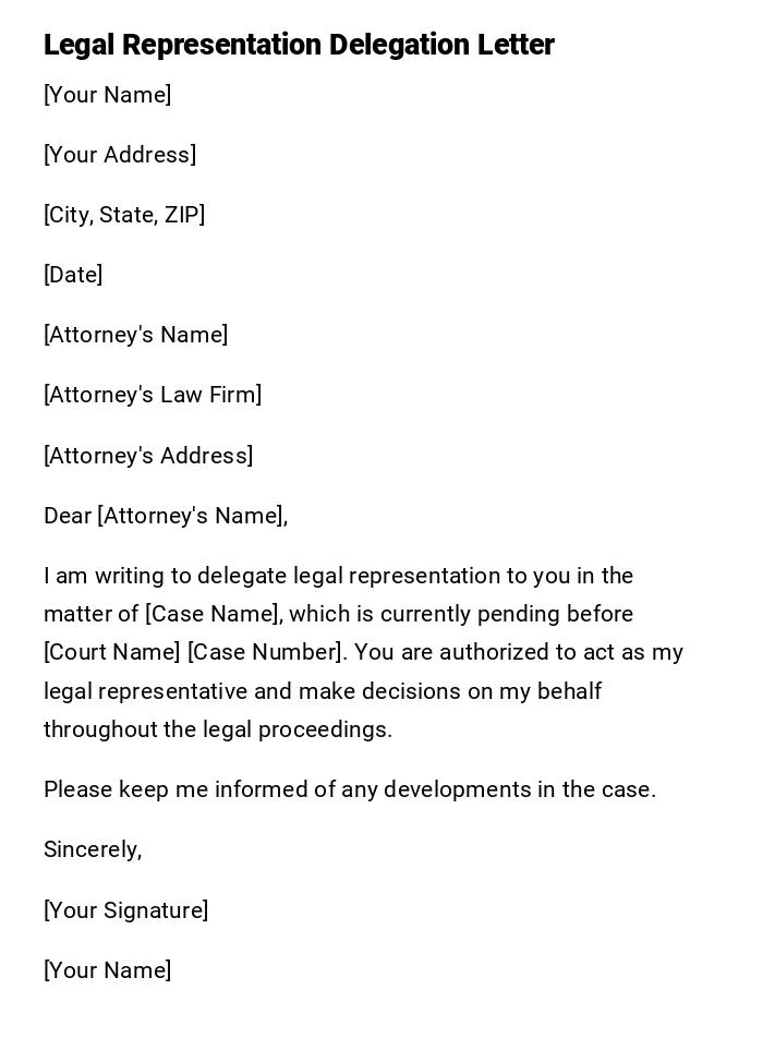 Legal Representation Delegation Letter