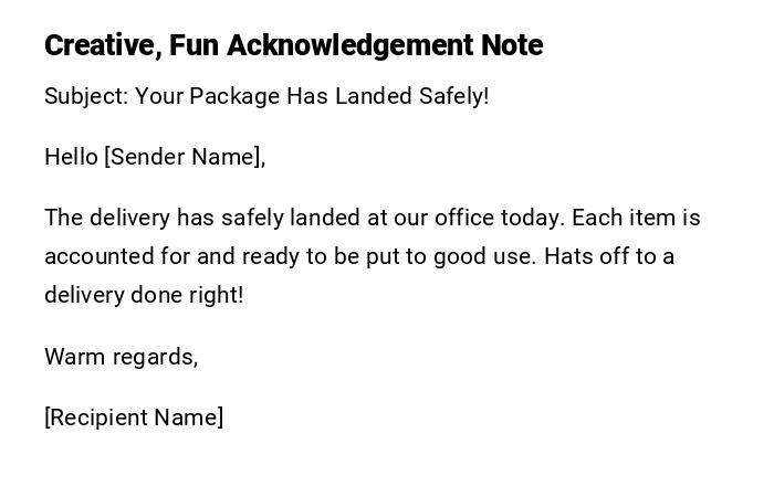 Creative, Fun Acknowledgement Note Creative, Fun Acknowledgement Note