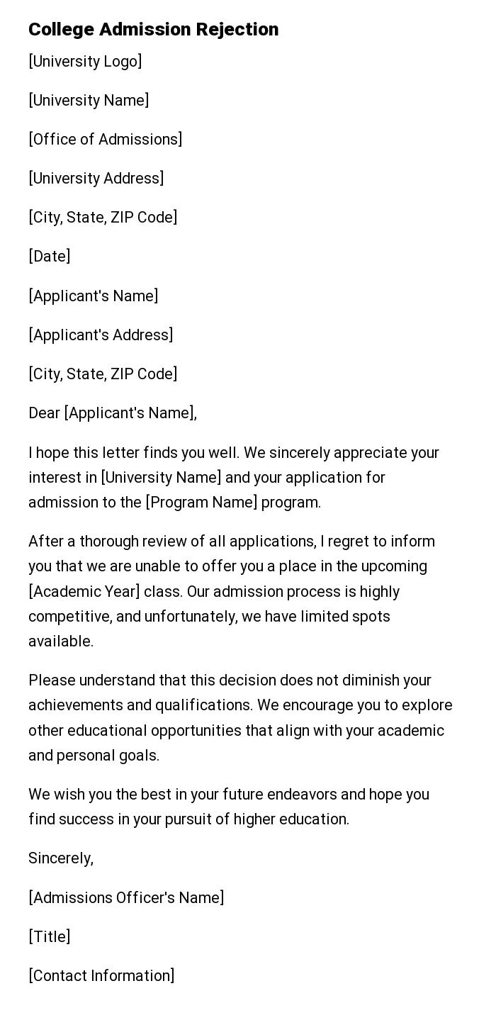 College Admission Rejection