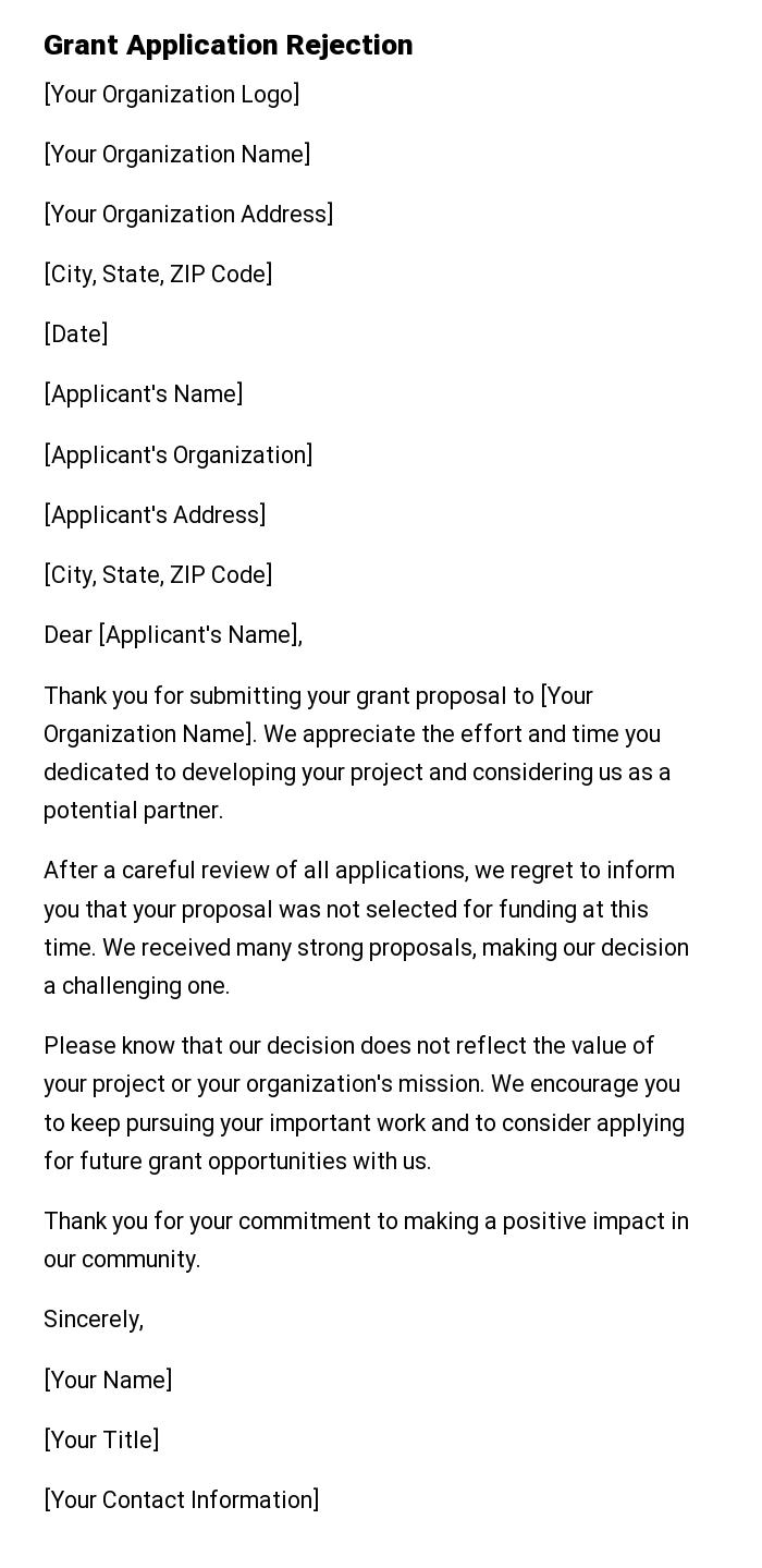 Grant Application Rejection