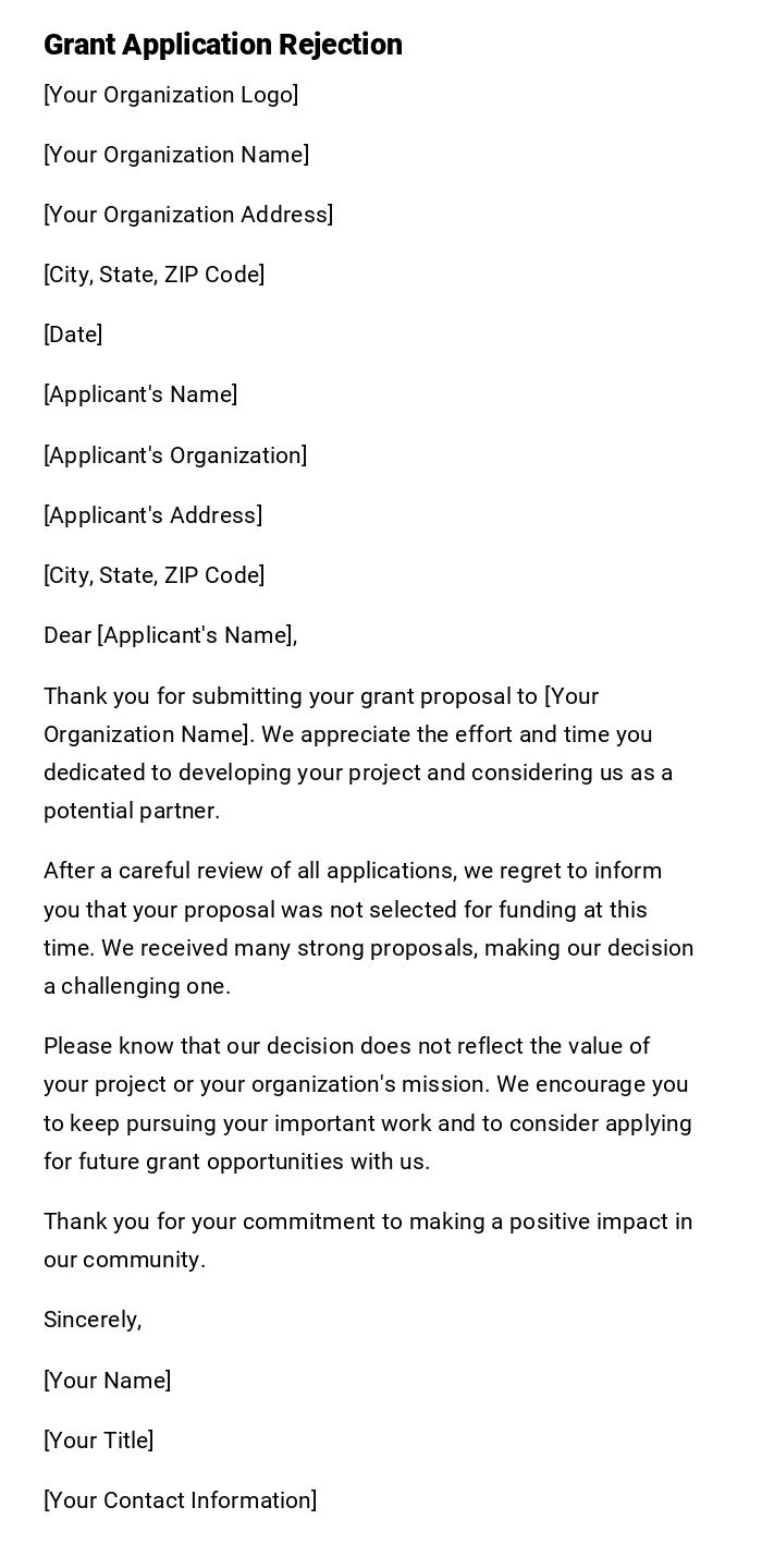 Grant Application Rejection