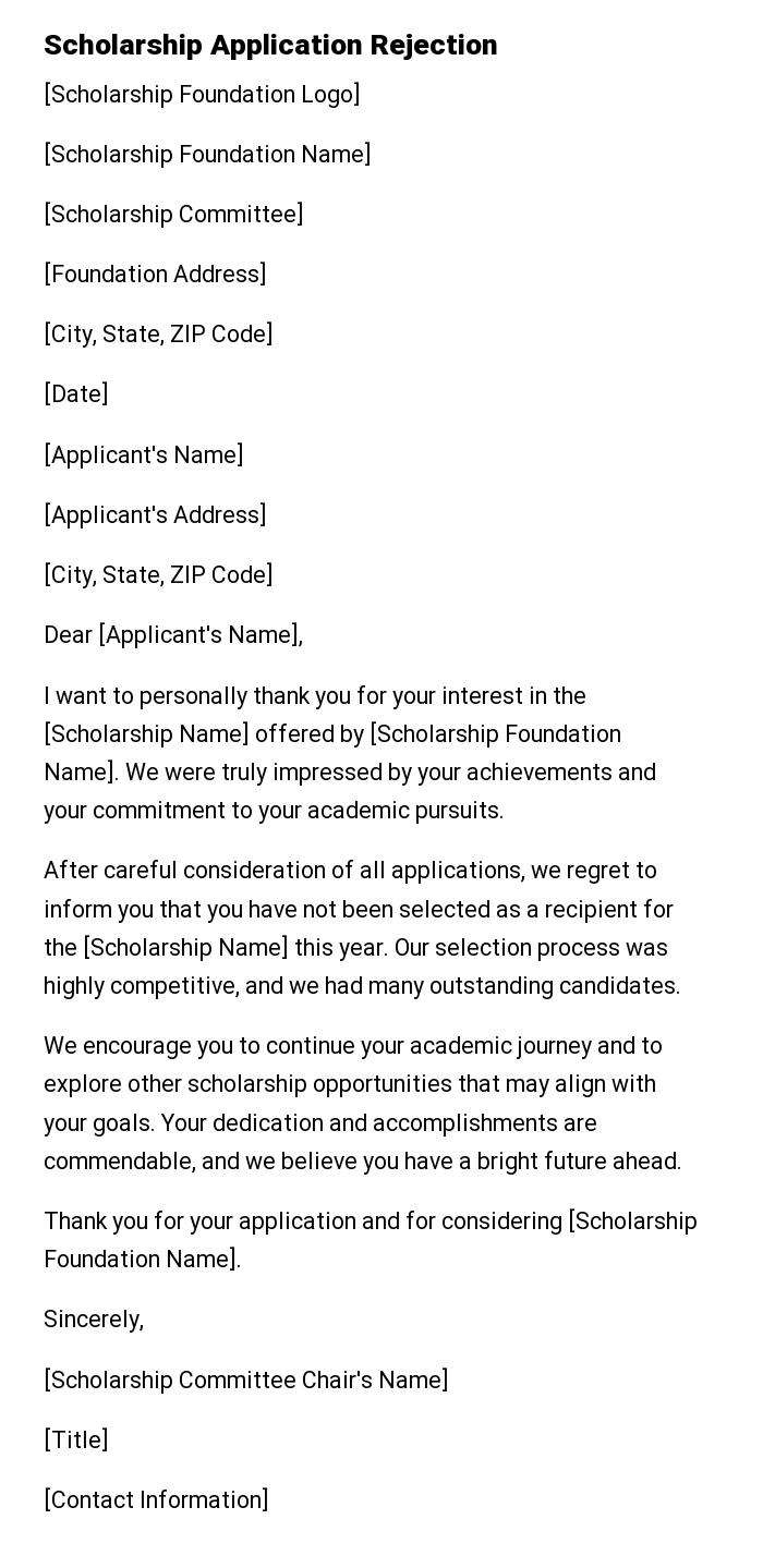 Scholarship Application Rejection