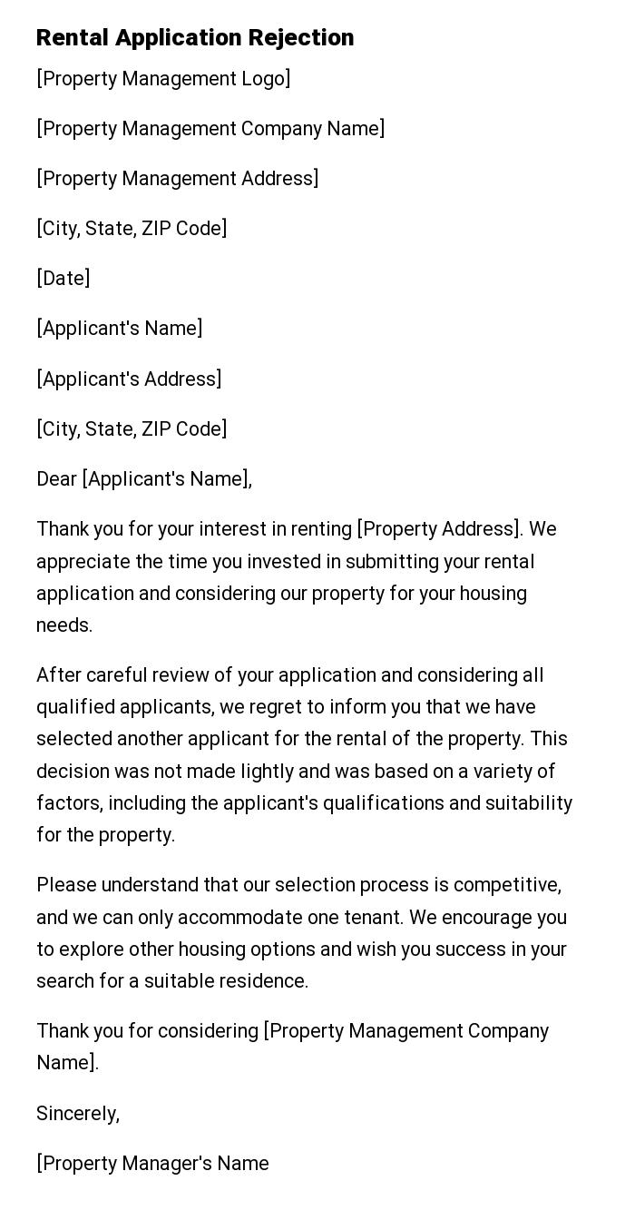 Rental Application Rejection