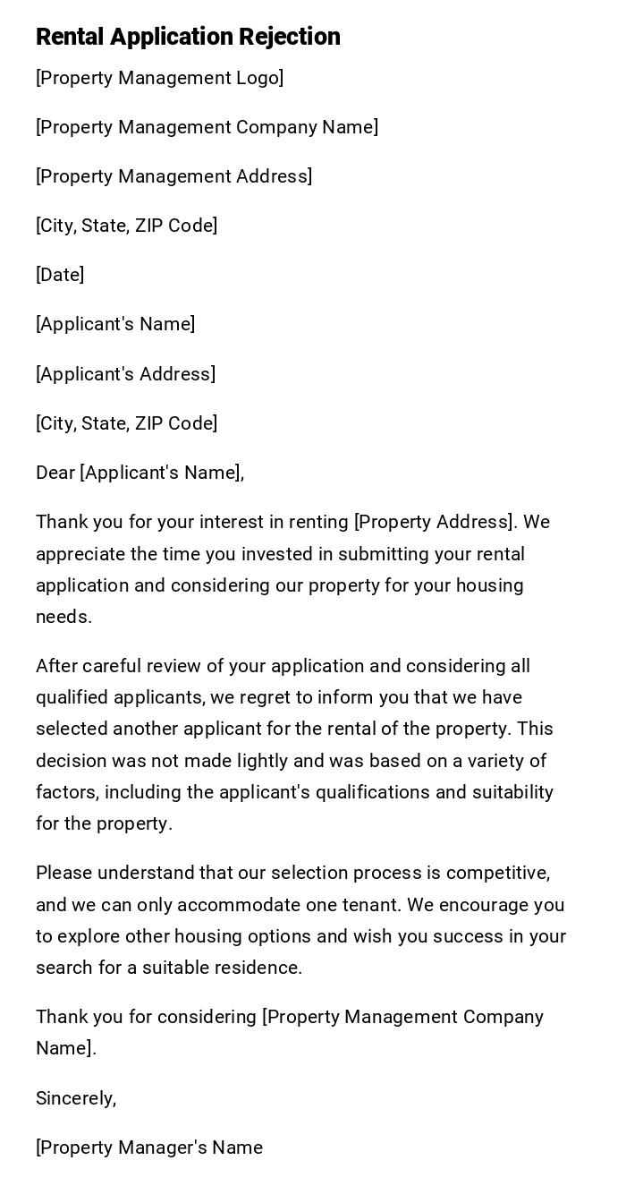 Rental Application Rejection