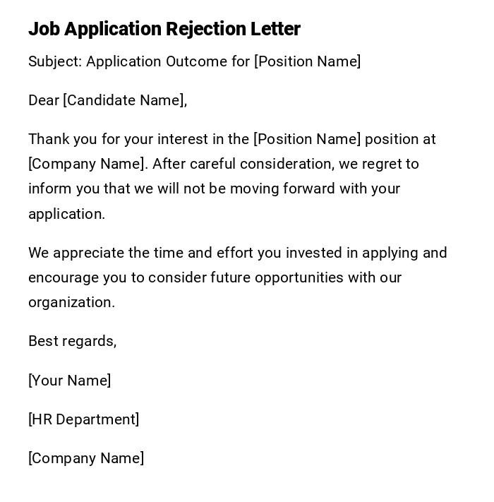 Job Application Rejection Letter