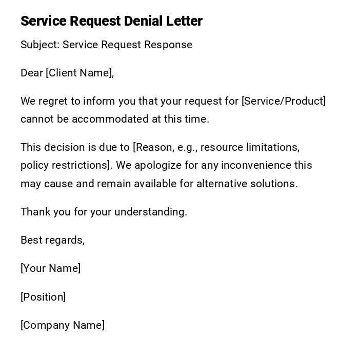 Service Request Denial Letter