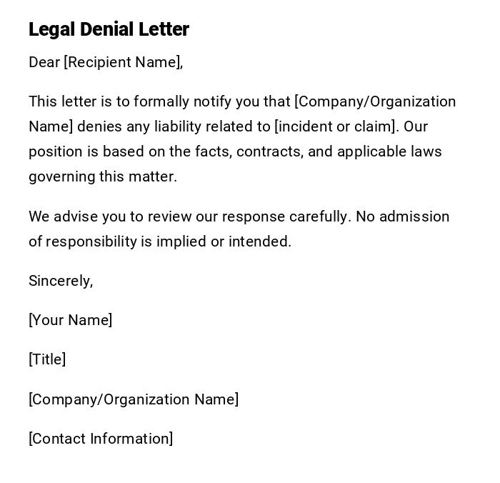 Legal Denial Letter Legal Denial Letter