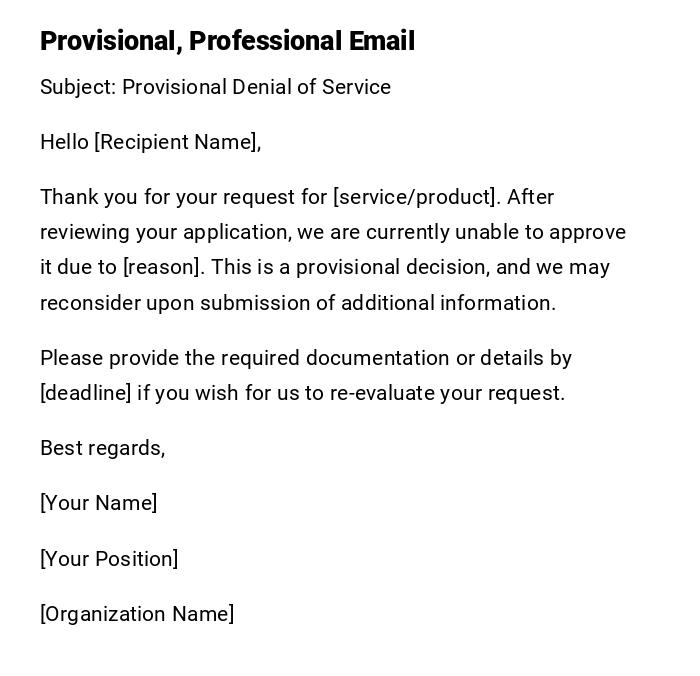 Provisional, Professional Email