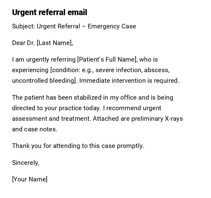 Urgent referral email Urgent referral email