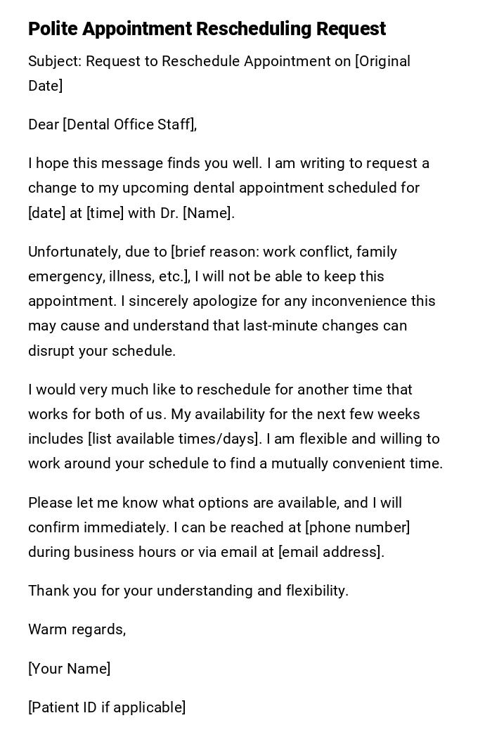 Polite Appointment Rescheduling Request Polite Appointment Rescheduling Request