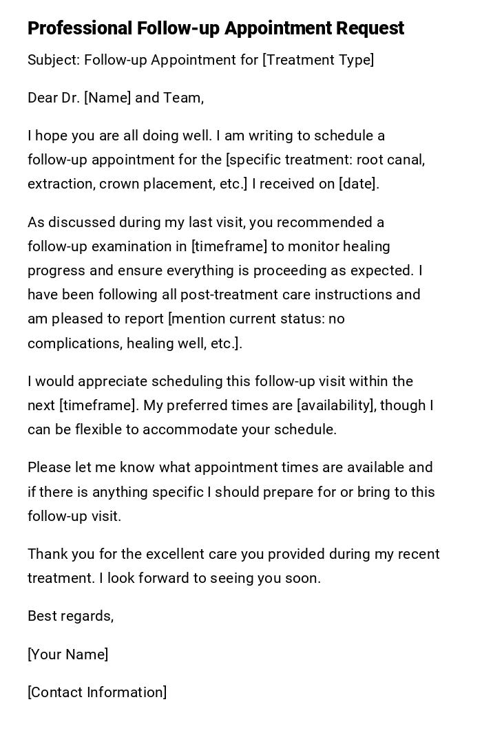 Professional Follow-up Appointment Request Professional Follow-up Appointment Request