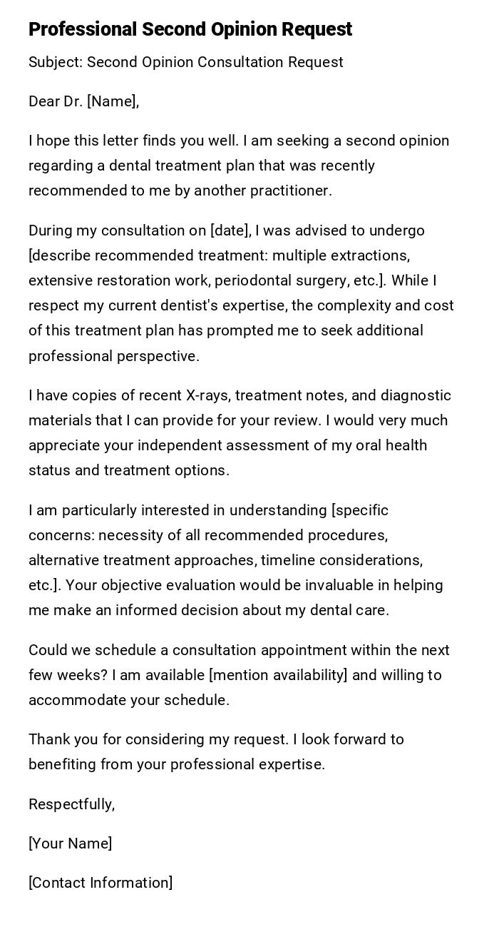 Professional Second Opinion Request Professional Second Opinion Request