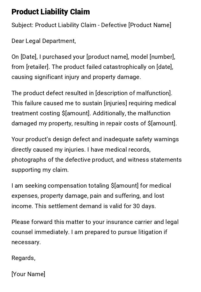 Product Liability Claim Product Liability Claim