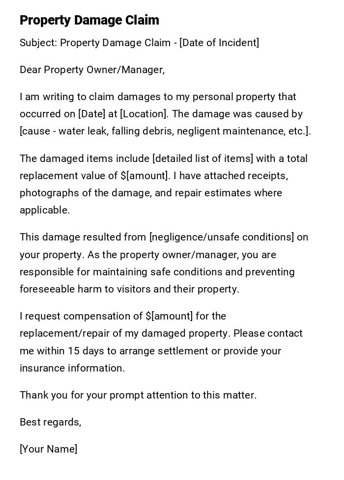 Property Damage Claim Property Damage Claim