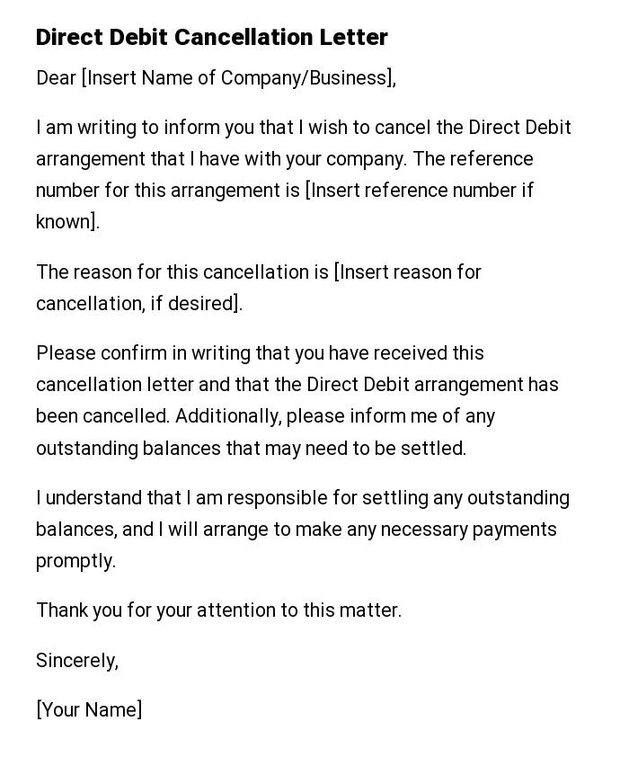 Direct Debit Cancellation Letter