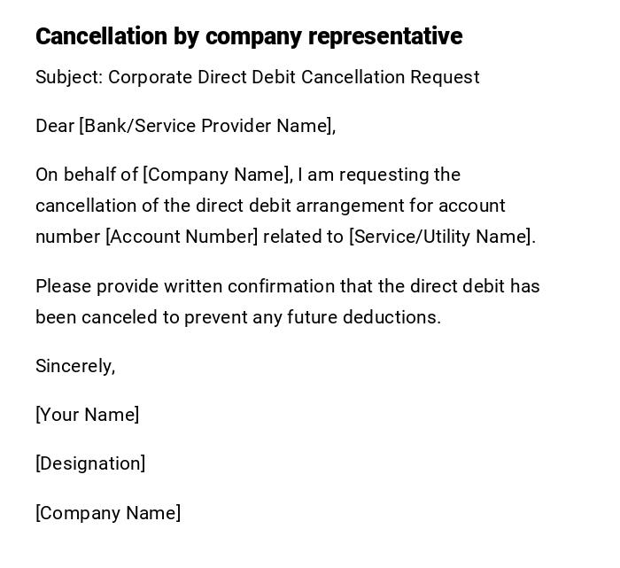 Cancellation by company representative Cancellation by company representative
