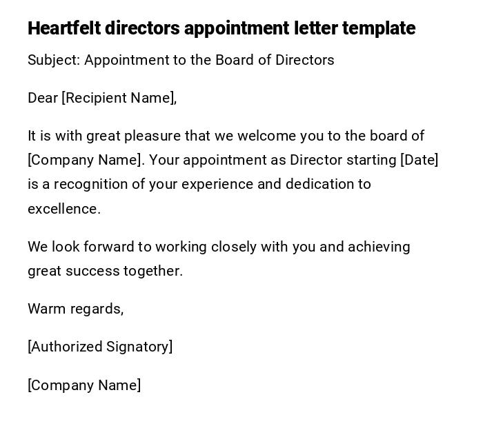 Heartfelt directors appointment letter template Heartfelt directors appointment letter template