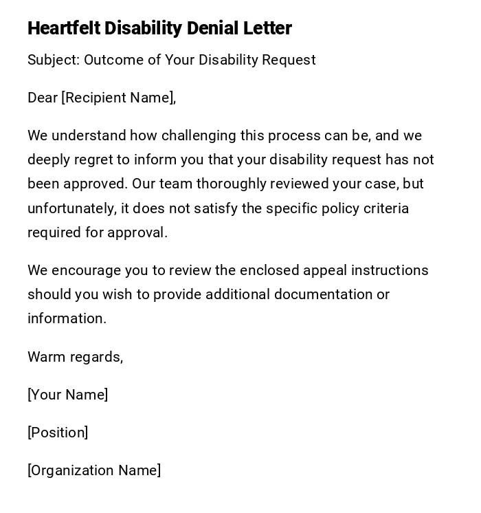Heartfelt Disability Denial Letter Heartfelt Disability Denial Letter