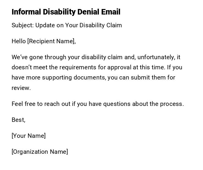 Informal Disability Denial Email Informal Disability Denial Email