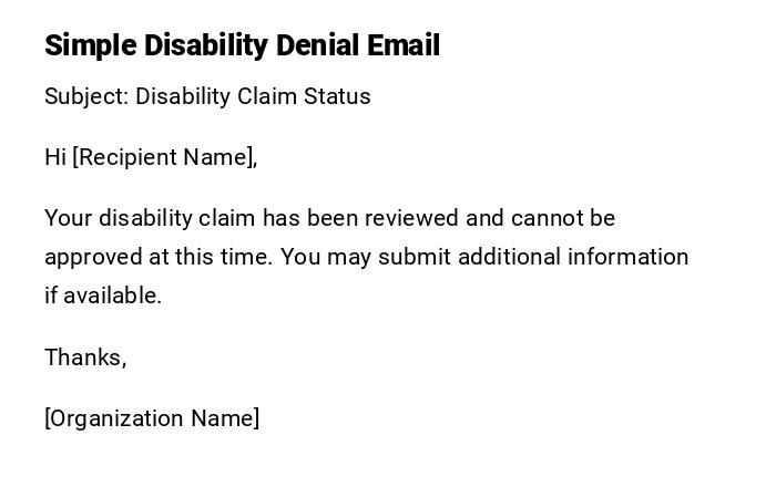 Simple Disability Denial Email Simple Disability Denial Email