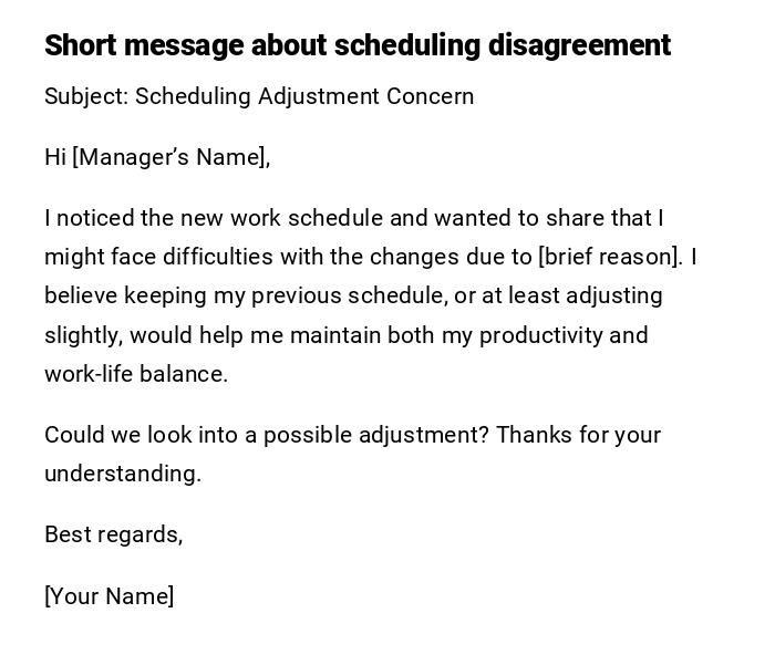 Short message about scheduling disagreement Short message about scheduling disagreement