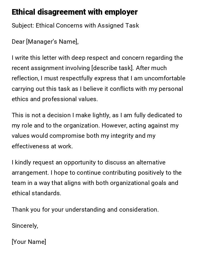 Ethical disagreement with employer Ethical disagreement with employer