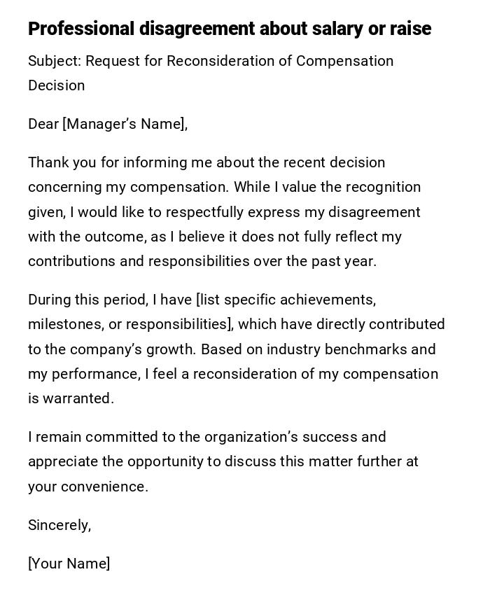 Professional disagreement about salary or raise Professional disagreement about salary or raise