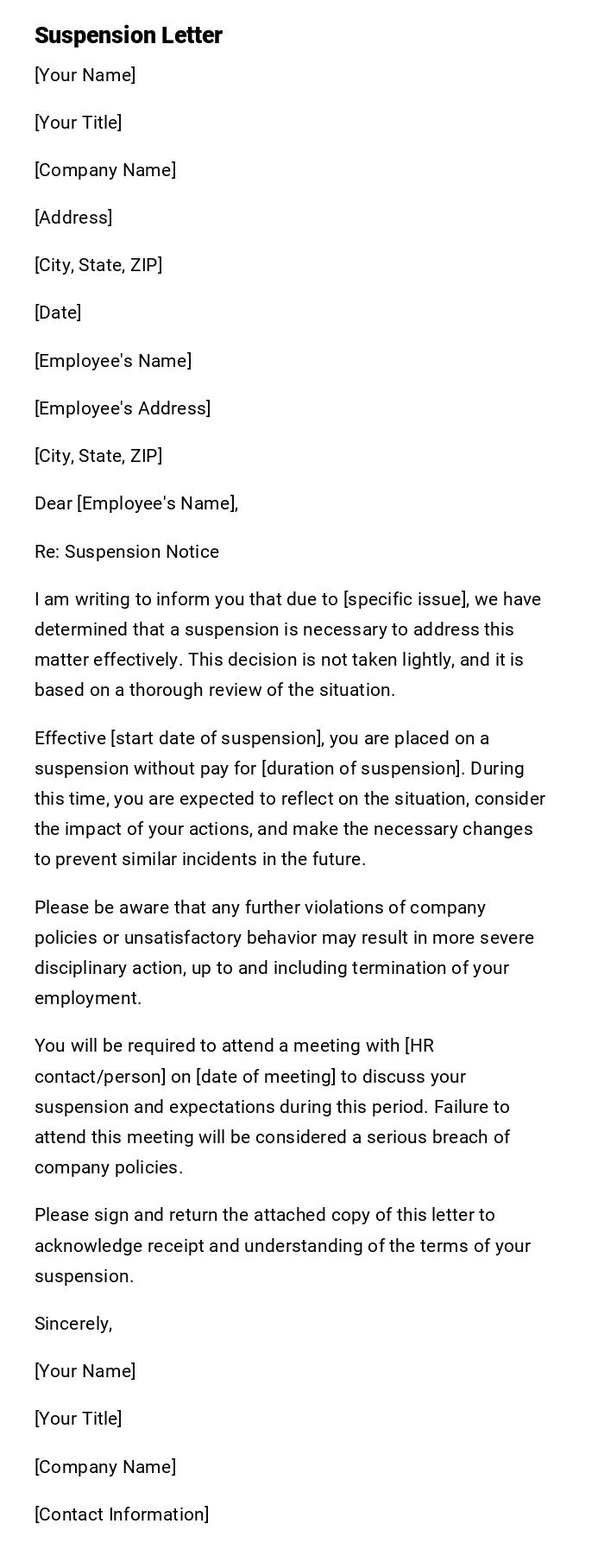 Disciplinary Letter