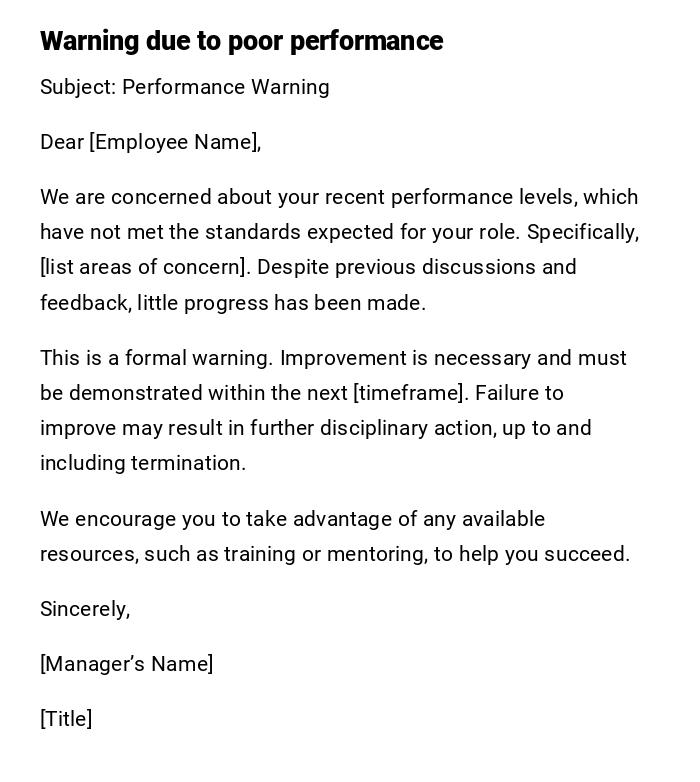 Warning due to poor performance Warning due to poor performance