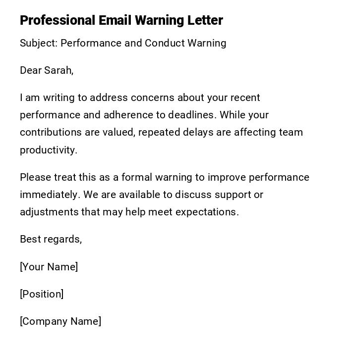 Professional Email Warning Letter Professional Email Warning Letter