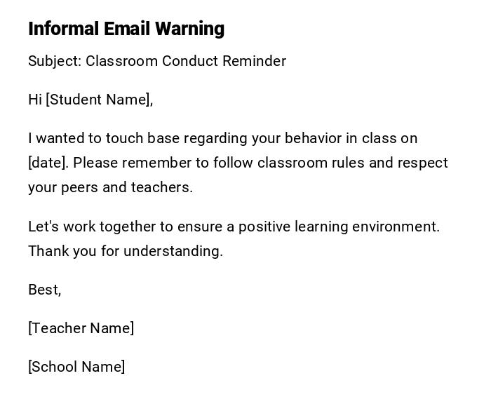 Informal Email Warning Informal Email Warning