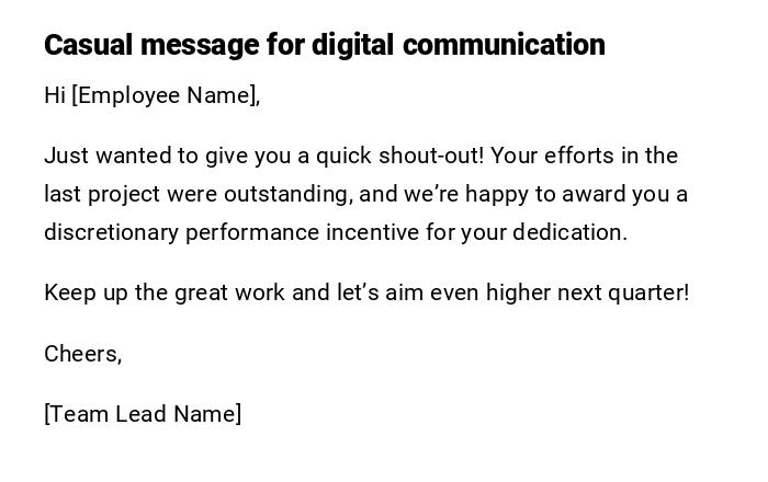 Casual message for digital communication Casual message for digital communication