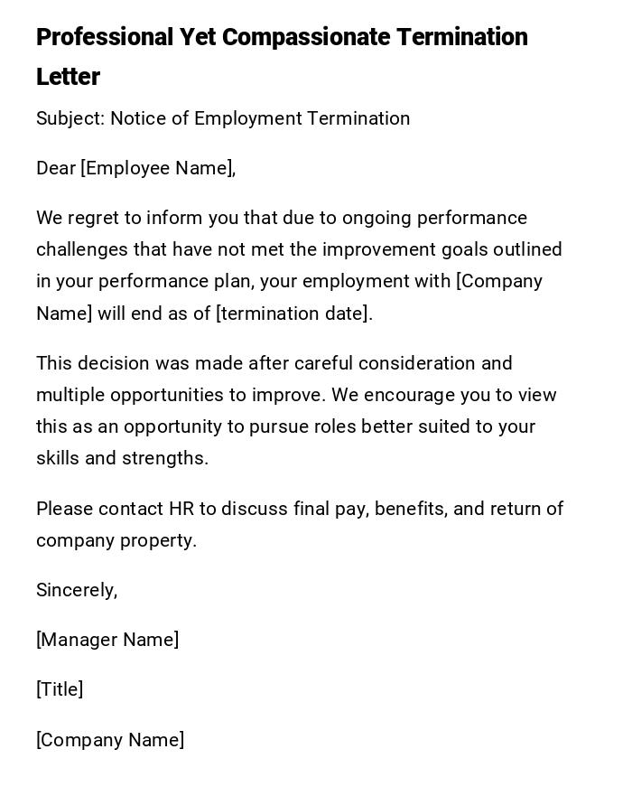 Professional Yet Compassionate Termination Letter Professional Yet Compassionate Termination Letter