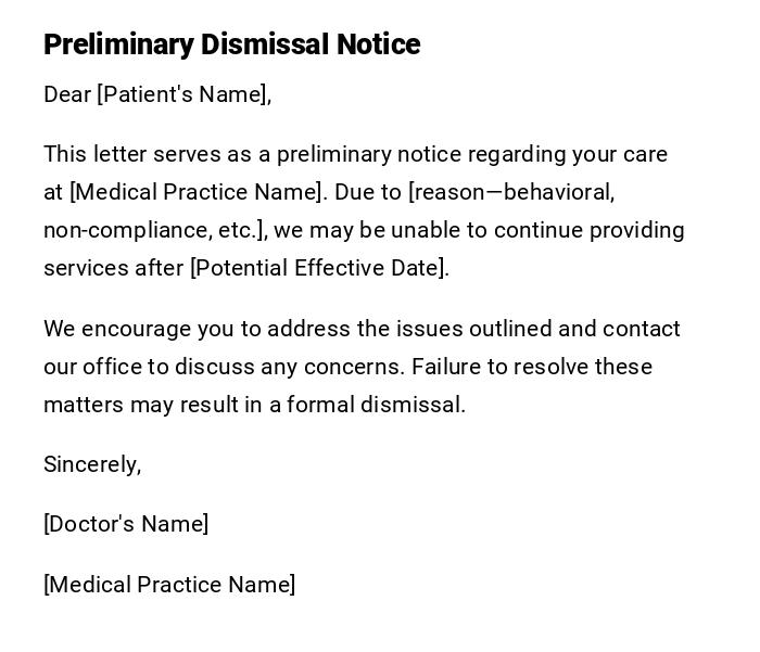 Preliminary Dismissal Notice Preliminary Dismissal Notice