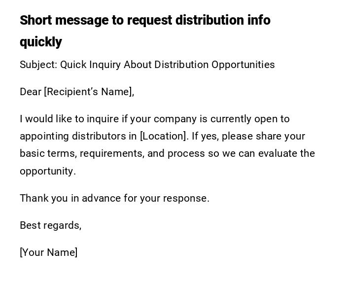Short message to request distribution info quickly Short message to request distribution info quickly